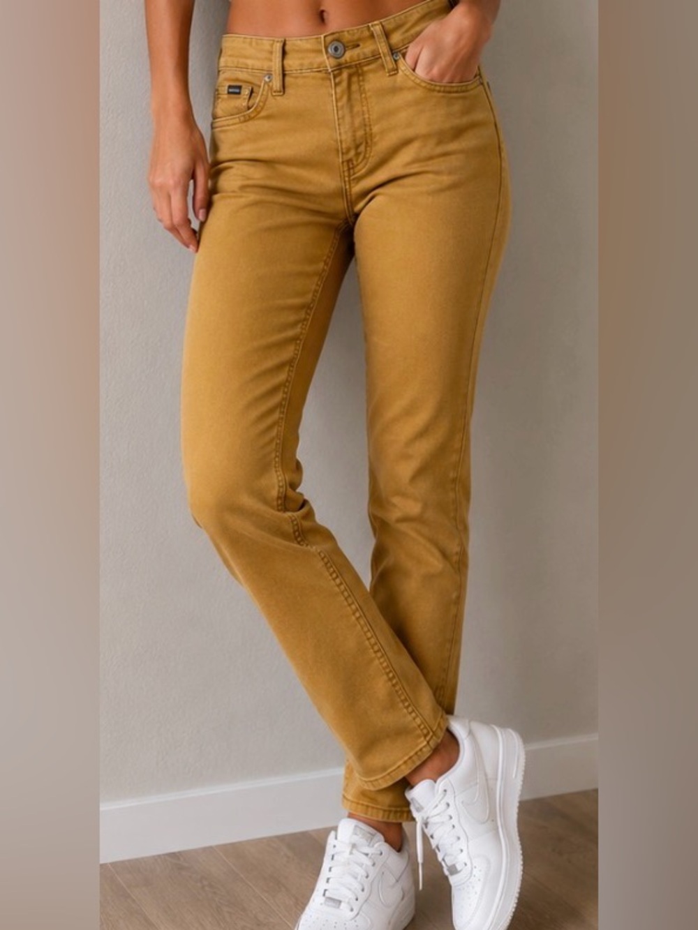 Kuhl Jeans Kontour Skinny Tan Mustard Yellow Tie Waist Hiking Pant Soar Mountain